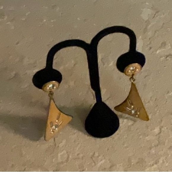 Artisan Crafted Post and Clutch Dangle Earrings With Blue Shiny Stones - Picture 4 of 13